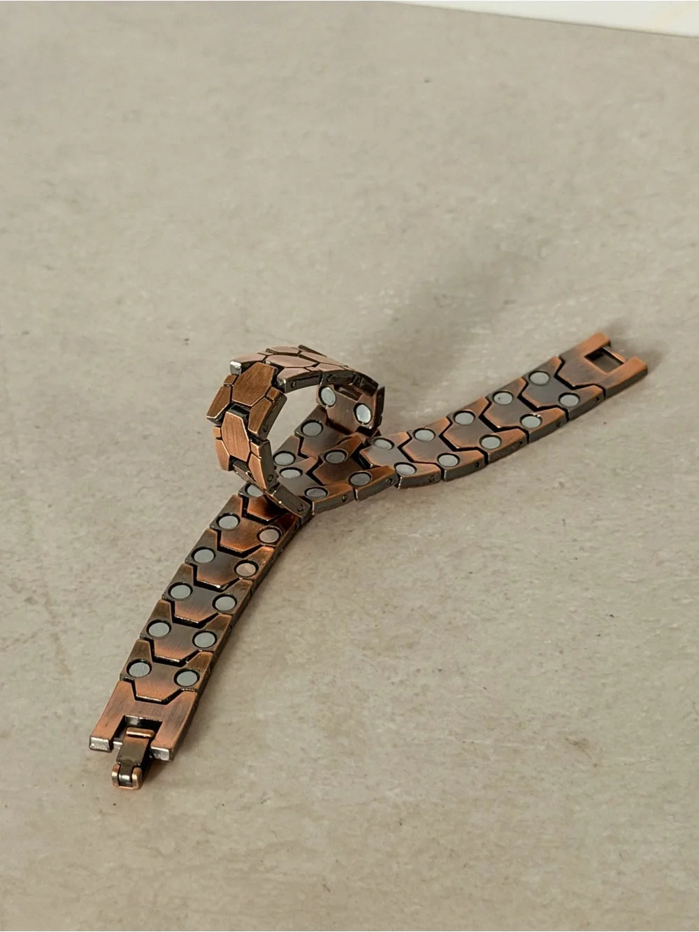 Mens Copper Magnetic semi circle design Link Bracelet Can Remove Links